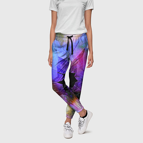 Женские брюки Расколотое стекло - космическая туманность / 3D-принт – фото 3