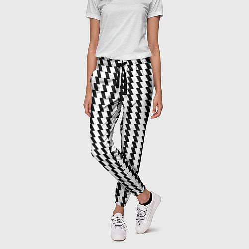 Женские брюки Чёрно-белые вертикальные полосы / 3D-принт – фото 3