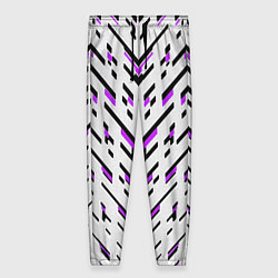 Брюки женские Black and purple stripes on a white background, цвет: 3D-принт