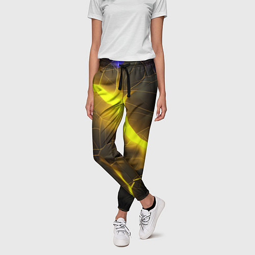 Женские брюки Желтое неоновое свечение / 3D-принт – фото 3