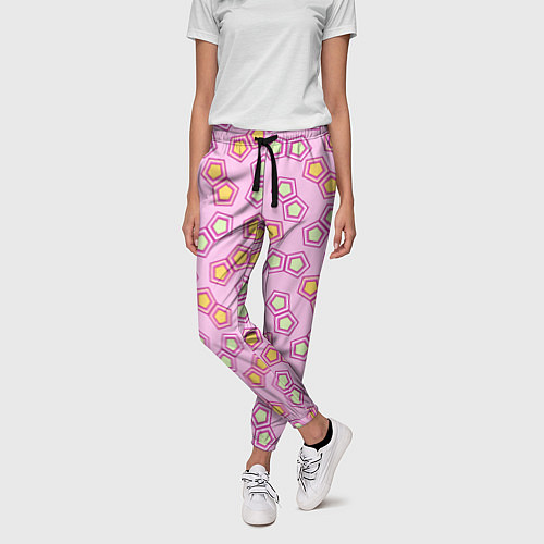 Женские брюки Мозаика на розовом / 3D-принт – фото 3
