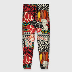 Женские брюки Разноцветный орнамент хаки