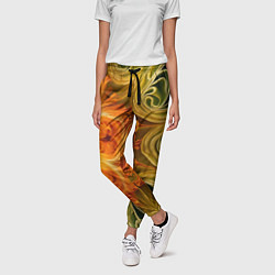 Брюки женские Зелено-оранжевый фрактал, цвет: 3D-принт — фото 2