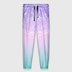Брюки женские Розово-голубой градиент с узором мандала, цвет: 3D-принт