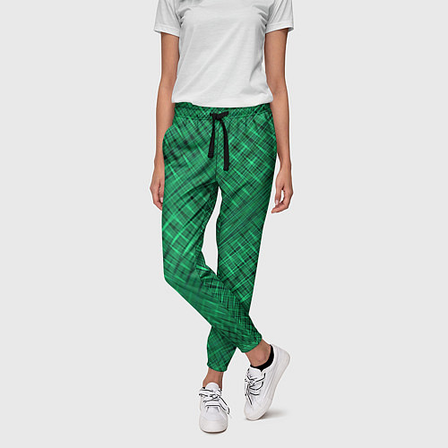 Женские брюки Насыщенный зелёный текстурированный / 3D-принт – фото 3