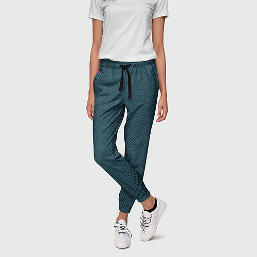 Женские брюки Текстурированный тёмный сине-зелёный / 3D-принт – фото 3