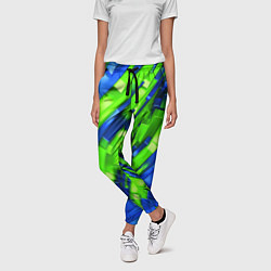 Брюки женские Сине-зеленые наклонные блоки, цвет: 3D-принт — фото 2