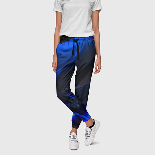 Женские брюки Синяя абстракция с плитами / 3D-принт – фото 3