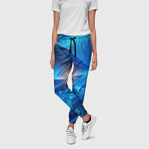 Женские брюки Синяя объемная абстракция со вспышкой / 3D-принт – фото 3