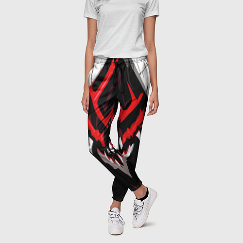 Женские брюки Абстрактное красное лицо монстра / 3D-принт – фото 3