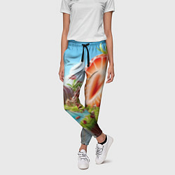 Брюки женские Клубничная планета - нейроарт фантазия, цвет: 3D-принт — фото 2