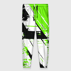 Женские брюки Diagonal black and green stripes on a white backgr