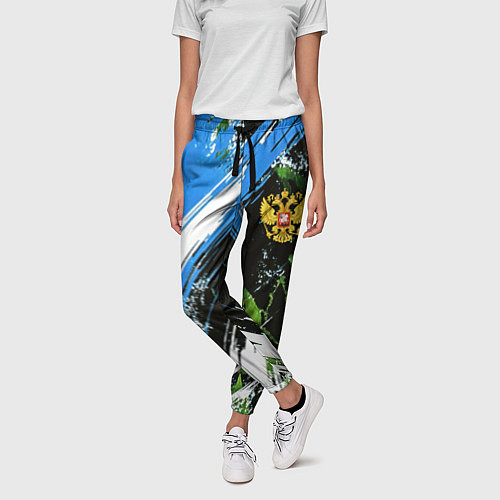 Женские брюки Герб России на камуфляже / 3D-принт – фото 3