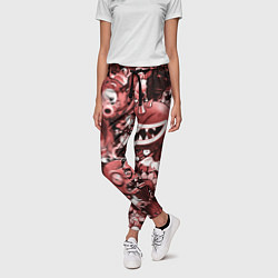 Брюки женские Растения против зомби в красном цвете, цвет: 3D-принт — фото 2