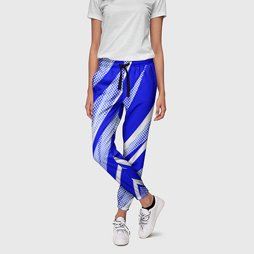 Женские брюки Абстрактный синий полосатый / 3D-принт – фото 3