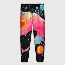 Брюки женские Розовая текстура в черном, цвет: 3D-принт