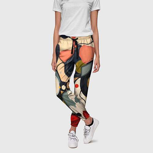 Женские брюки Абстракция с кругами и краской / 3D-принт – фото 3