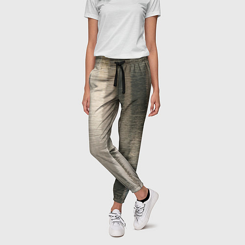 Женские брюки Размытые серо-бежевые полосы / 3D-принт – фото 3