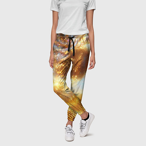 Женские брюки Блестящая золотая текстура / 3D-принт – фото 3