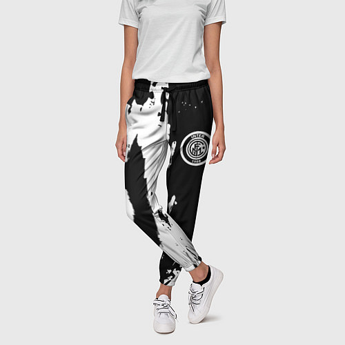 Женские брюки Inter черно белые краски / 3D-принт – фото 3
