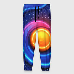 Брюки женские Оранжевый круг и голубые линии текстура, цвет: 3D-принт