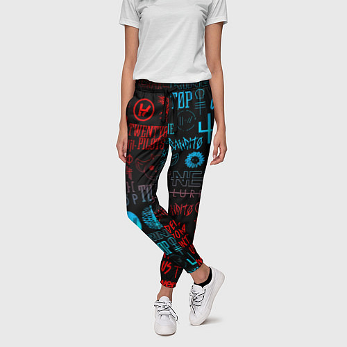 Женские брюки Twenty one pilots rock pattern / 3D-принт – фото 3