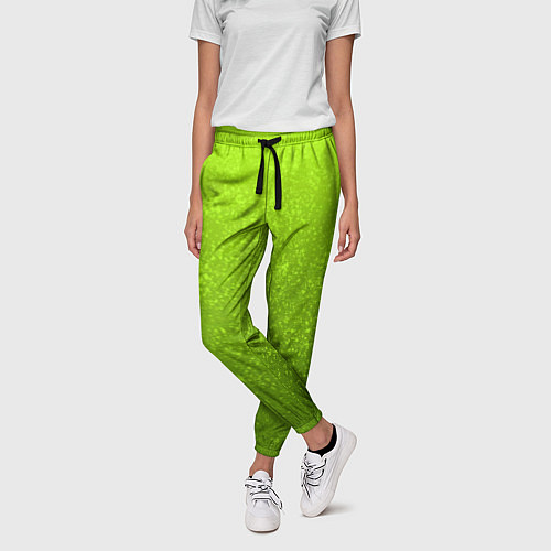 Женские брюки Жёлто-зелёный кислотный текстурный градиент / 3D-принт – фото 3