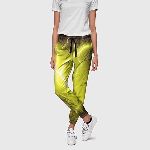 Женские брюки Color yellow black / 3D-принт – фото 3