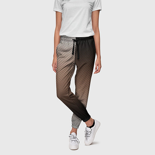 Женские брюки Чёрно-коричневый текстурный градиент пополам / 3D-принт – фото 3