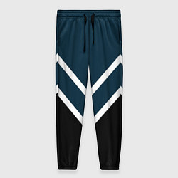 Брюки женские Синий с чёрным и белые полосы, цвет: 3D-принт