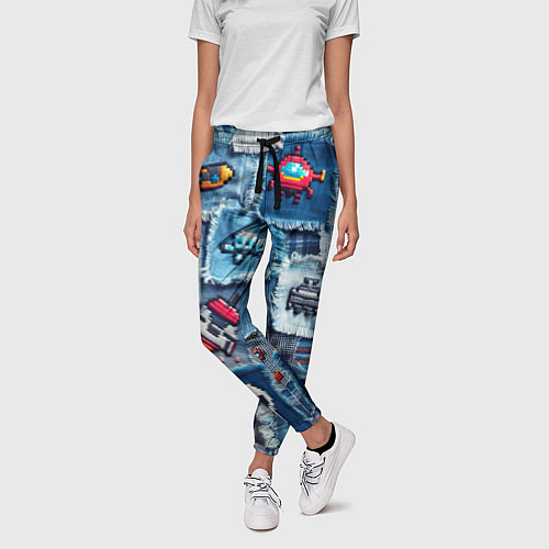 Женские брюки Пиксельный космос / 3D-принт – фото 3