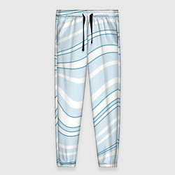 Брюки женские Светлый бело-голубой волнистые полосы, цвет: 3D-принт