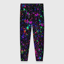Брюки женские Чёрный с разноцветными брызгами, цвет: 3D-принт