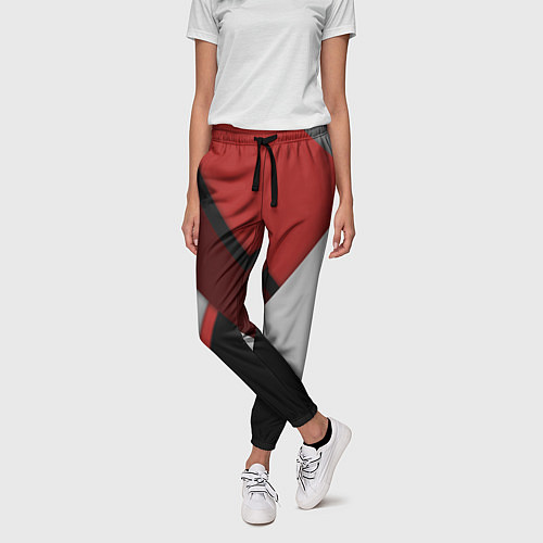 Женские брюки Color black red grey / 3D-принт – фото 3