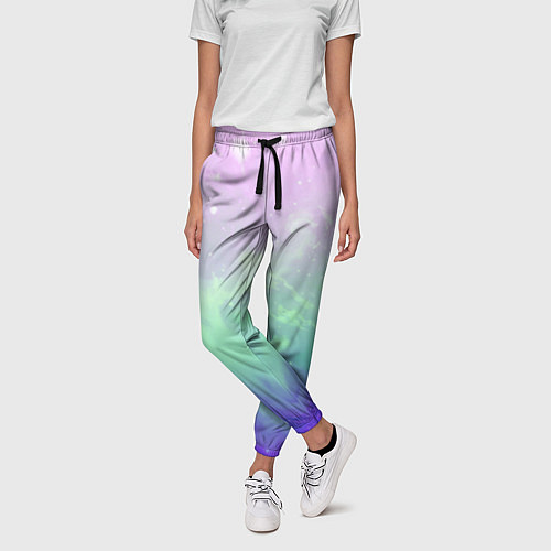 Женские брюки Космический бледный розово-синий / 3D-принт – фото 3