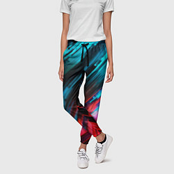 Брюки женские Синяя и красная краска на черном, цвет: 3D-принт — фото 2