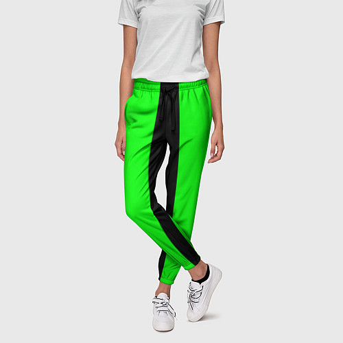 Женские брюки Color green black line / 3D-принт – фото 3
