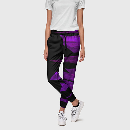 Женские брюки Color purple black stripes / 3D-принт – фото 3