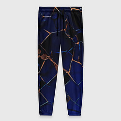 Брюки женские Тёмный синий абстракция битые плиты, цвет: 3D-принт