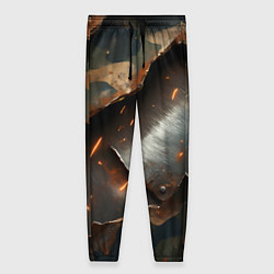 Брюки женские Камуфляжная ткань на металлической пластине, цвет: 3D-принт