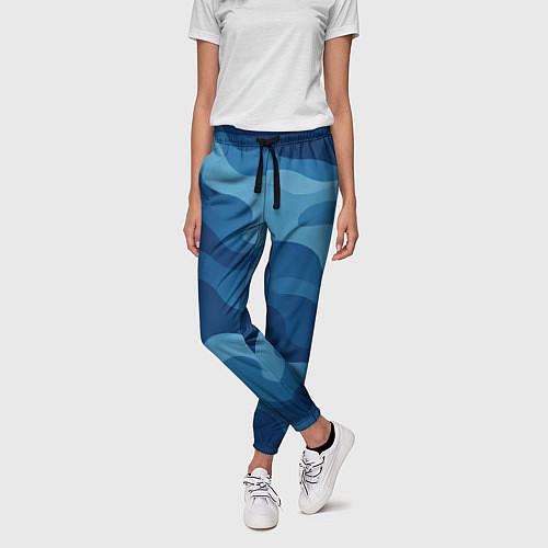 Женские брюки Синие волнистые линии в виде камуфляжа / 3D-принт – фото 3