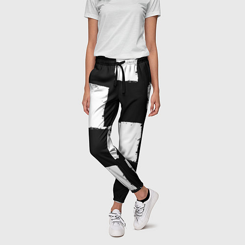 Женские брюки Черные квадраты в виде шахматной доски / 3D-принт – фото 3