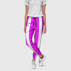 Брюки женские Color white pink stripes, цвет: 3D-принт — фото 2