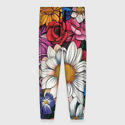 Брюки женские Крупные цветы, цвет: 3D-принт