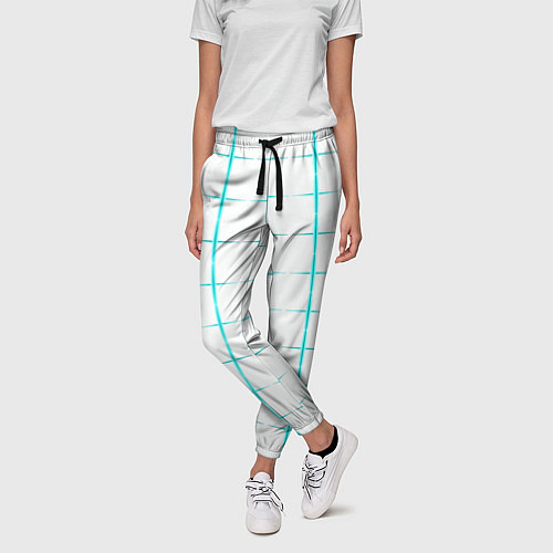 Женские брюки Color white light blue crosses / 3D-принт – фото 3