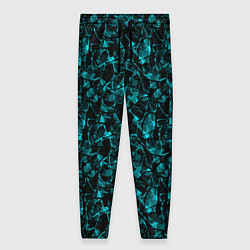 Брюки женские Голубой с черным абстрактный узор, цвет: 3D-принт