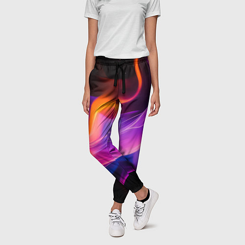 Женские брюки Разноцветный неоновый огонь / 3D-принт – фото 3