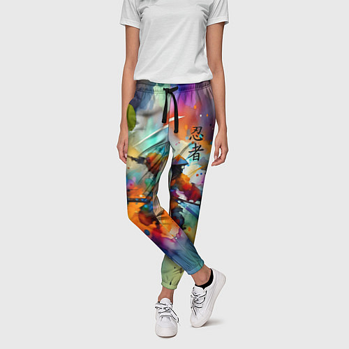 Женские брюки Ninja - watercolor impressionism / 3D-принт – фото 3