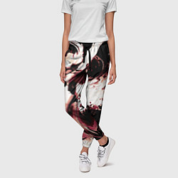 Брюки женские Чёрно-красный абстракция волна, цвет: 3D-принт — фото 2