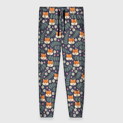 Брюки женские Лесной паттерн с лисьими мордами, цвет: 3D-принт